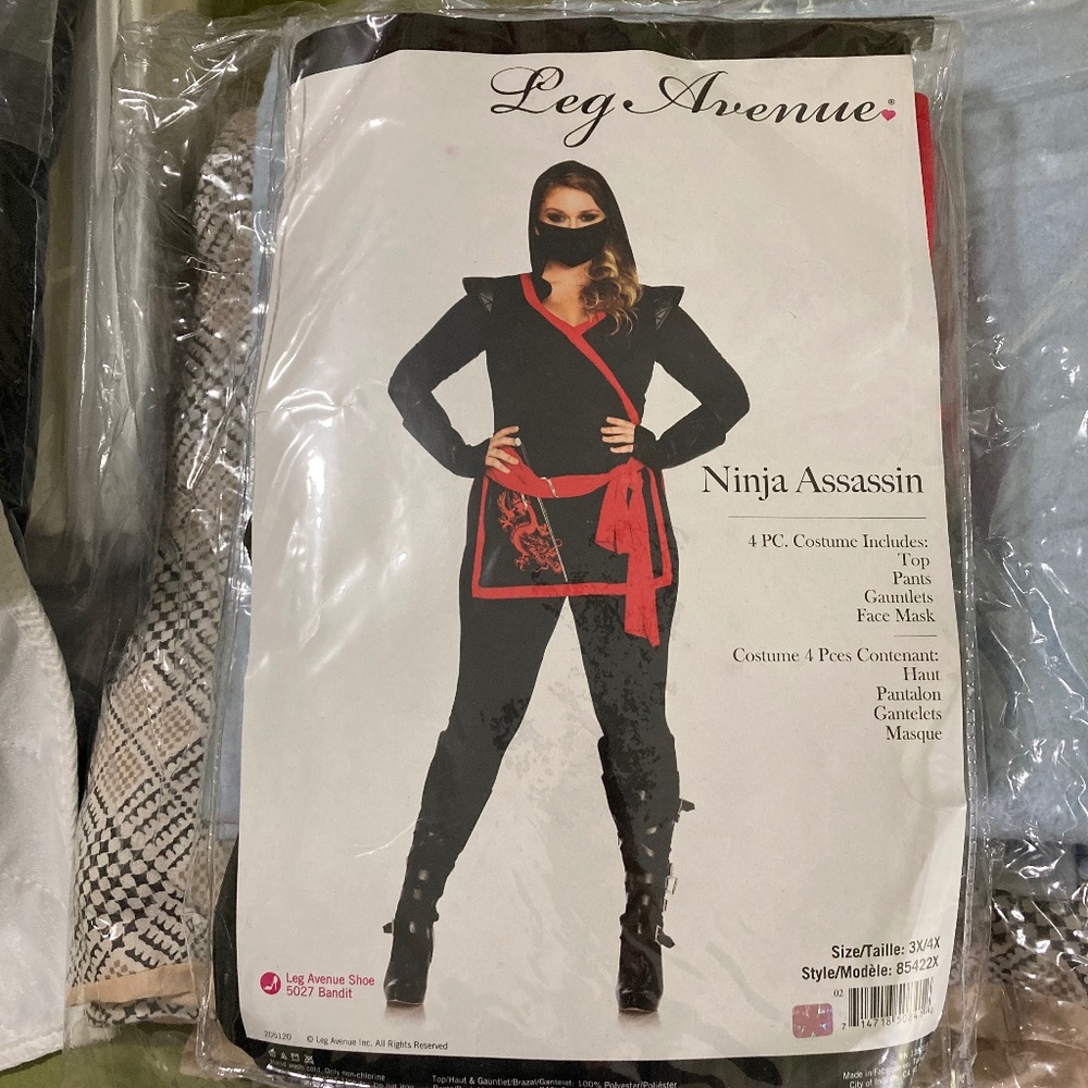Leg Avenue Ninja Costume Plus 3X/4X Black - Picture 2 of 9